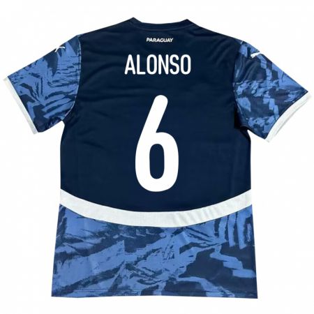 Kandiny Kinderen Paraguay Júnior Alonso #6 Blauw Uitshirt Uittenue 24-26 T-Shirt