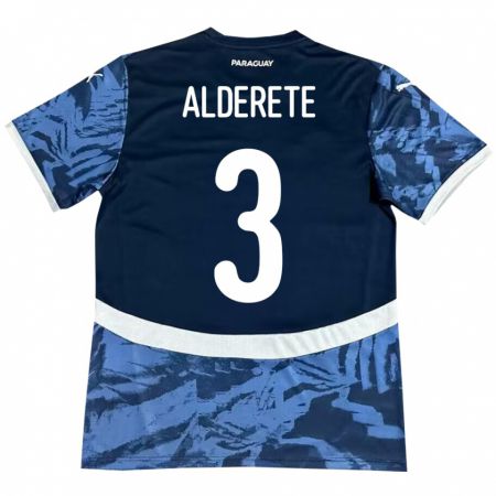 Kandiny Bambino Maglia Paraguay Omar Alderete #3 Blu Kit Gara Away 24-26 Maglietta