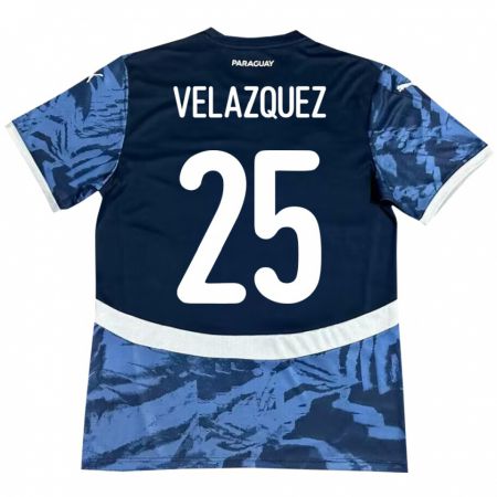 Kandiny Bambino Maglia Paraguay Gustavo Velázquez #25 Blu Kit Gara Away 24-26 Maglietta