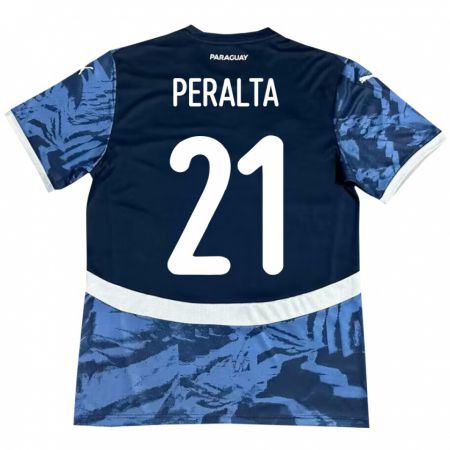 Kandiny Bambino Maglia Paraguay Fabrizio Peralta #21 Blu Kit Gara Away 24-26 Maglietta