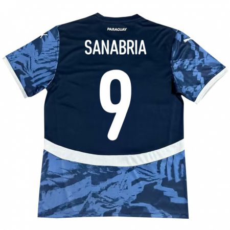 Kandiny Bambino Maglia Paraguay Antonio Sanabria #9 Blu Kit Gara Away 24-26 Maglietta