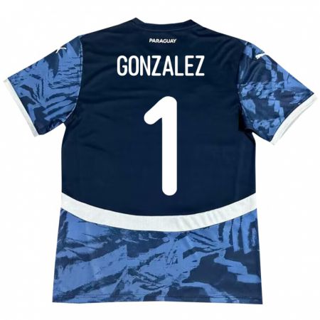 Kandiny Kinder Paraguay Ángel González #1 Blau Auswärtstrikot Trikot 24-26 T-Shirt Österreich