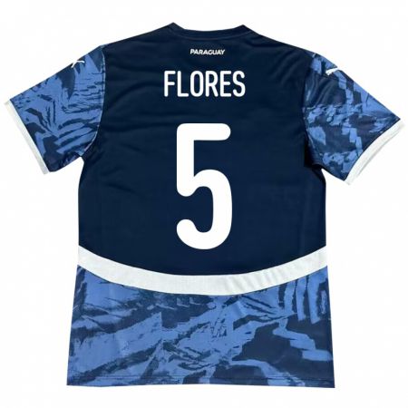 Kandiny Bambino Maglia Paraguay Gilberto Flores #5 Blu Kit Gara Away 24-26 Maglietta