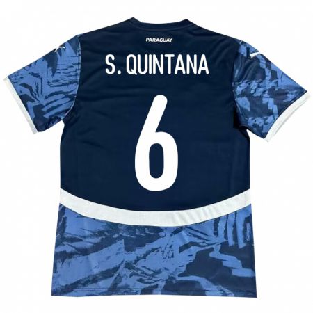 Kandiny Kinder Paraguay Sebastián Quintana #6 Blau Auswärtstrikot Trikot 24-26 T-Shirt Österreich