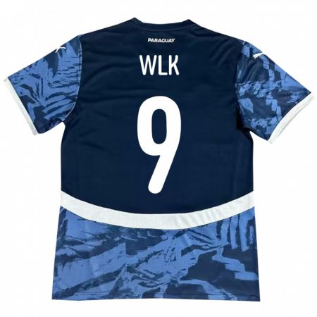 Kandiny Bambino Maglia Paraguay Allan Wlk #9 Blu Kit Gara Away 24-26 Maglietta