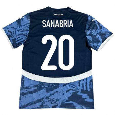 KandinyキッズパラグアイTobías Sanabria#20青アウェイシャツ24-26ジャージーユニフォーム