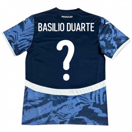 Kandiny Bambino Maglia Paraguay Basilio Duarte #0 Blu Kit Gara Away 24-26 Maglietta