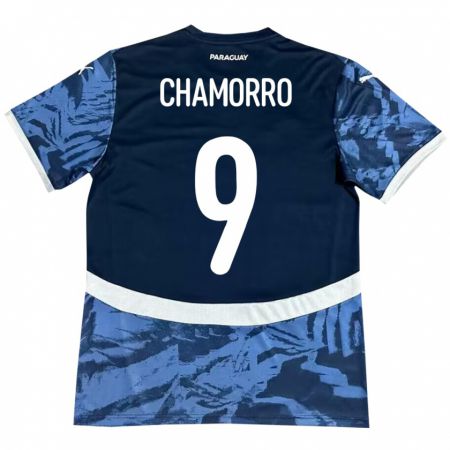 Kandiny Kinder Paraguay Lice Chamorro #9 Blau Auswärtstrikot Trikot 24-26 T-Shirt Österreich