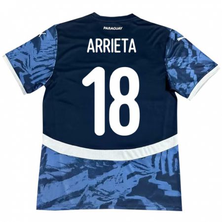 Kandiny Kinder Paraguay Camila Arrieta #18 Blau Auswärtstrikot Trikot 24-26 T-Shirt Österreich