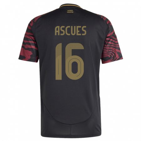 Kandiny Bambino Maglia Perù Carlos Ascues #16 Nero Kit Gara Away 24-26 Maglietta