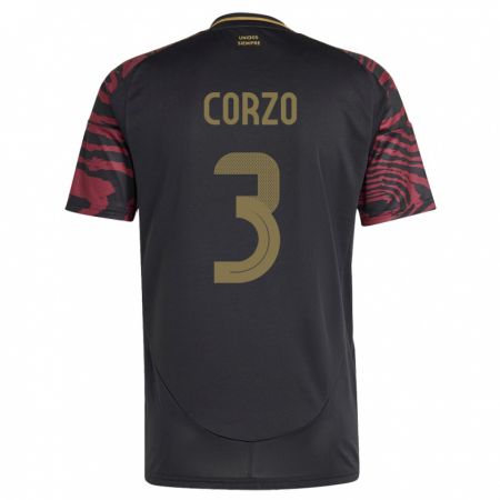 Kandiny Bambino Maglia Perù Aldo Corzo #3 Nero Kit Gara Away 24-26 Maglietta