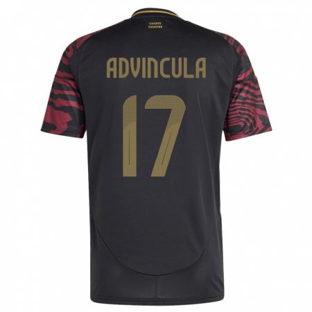 Kandiny Bambino Maglia Perù Luis Advíncula #17 Nero Kit Gara Away 24-26 Maglietta