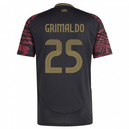 Kandiny Bambino Maglia Perù Joao Grimaldo #25 Nero Kit Gara Away 24-26 Maglietta