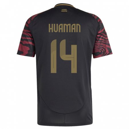 Kandinyキッズペルーmarco Huamán#14黒アウェイシャツ24-26ジャージーユニフォーム