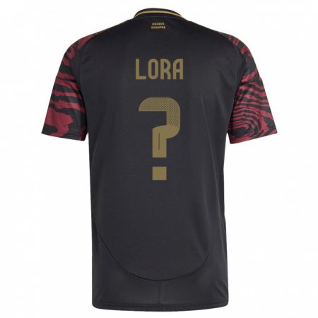 Kandiny Bambino Maglia Perù Fabrizio Lora #0 Nero Kit Gara Away 24-26 Maglietta