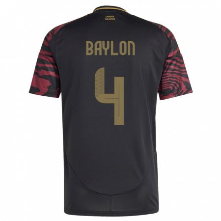 Kandiny Bambino Maglia Perù Luis Baylón #4 Nero Kit Gara Away 24-26 Maglietta