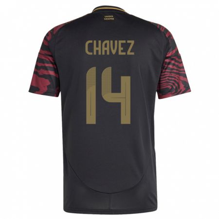 Kandiny Bambino Maglia Perù Felipe Chávez #14 Nero Kit Gara Away 24-26 Maglietta