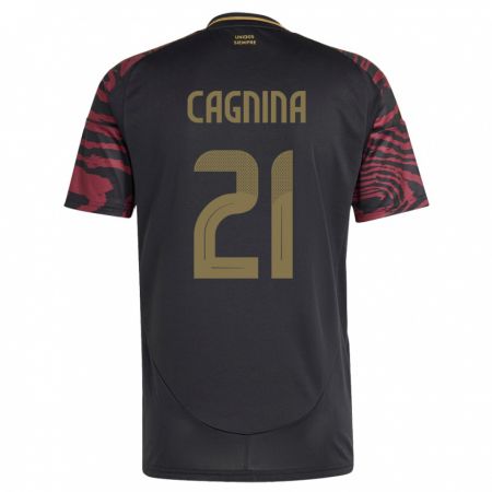 Kandiny Bambino Maglia Perù Grace Cagnina #21 Nero Kit Gara Away 24-26 Maglietta