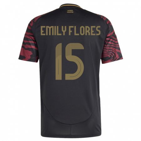 Kandiny Kinder Peru Emily Flores #15 Schwarz Auswärtstrikot Trikot 24-26 T-Shirt Österreich