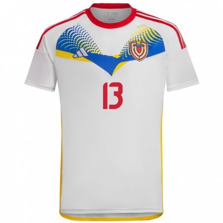 Kandiny Niño Camiseta Venezuela Alejandro Cova #13 Blanco 2ª Equipación 24-26 La Camisa México