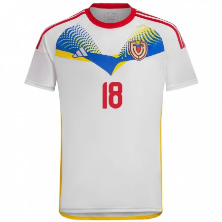 Kandiny Bambino Maglia Venezuela Cristian Cásseres Jr. #18 Bianco Kit Gara Away 24-26 Maglietta