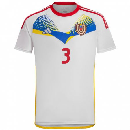 Kandiny Niño Camiseta Venezuela Rafael Uzcátegui #3 Blanco 2ª Equipación 24-26 La Camisa México