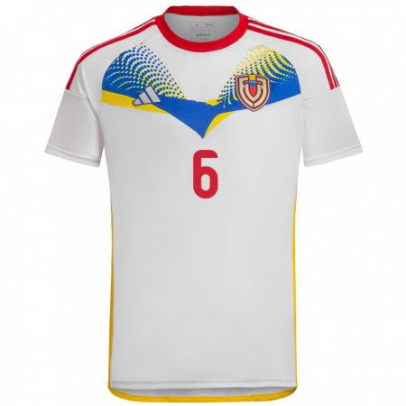 Kandiny Niño Camiseta Venezuela Bryant Ortega #6 Blanco 2ª Equipación 24-26 La Camisa México