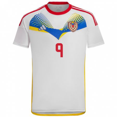 Kandiny Bambino Maglia Venezuela Kevin Kelsy #9 Bianco Kit Gara Away 24-26 Maglietta