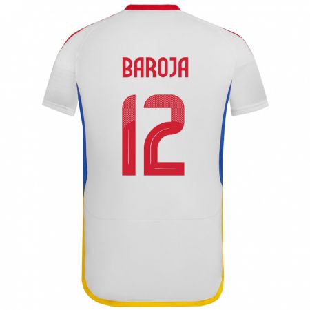 Kandiny Bambino Maglia Venezuela Alain Baroja #12 Bianco Kit Gara Away 24-26 Maglietta