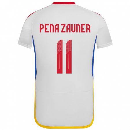 Kandiny Bambino Maglia Venezuela Enrique Peña Zauner #11 Bianco Kit Gara Away 24-26 Maglietta