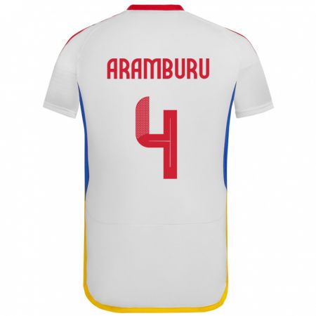 Kandiny Bambino Maglia Venezuela Jon Aramburu #4 Bianco Kit Gara Away 24-26 Maglietta