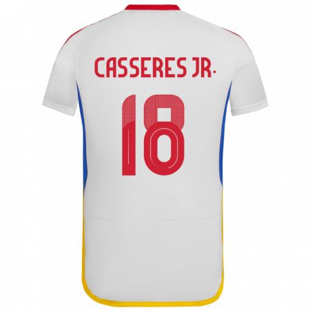 Kandiny Kinderen Venezuela Cristian Cásseres Jr. #18 Wit Uitshirt Uittenue 24-26 T-Shirt