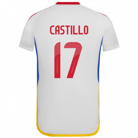 Kandiny Bambino Maglia Venezuela Edson Castillo #17 Bianco Kit Gara Away 24-26 Maglietta