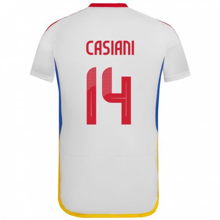 Kandiny Bambino Maglia Venezuela Luis Casiani #14 Bianco Kit Gara Away 24-26 Maglietta