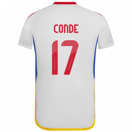 Kandiny Bambino Maglia Venezuela Óscar Conde #17 Bianco Kit Gara Away 24-26 Maglietta