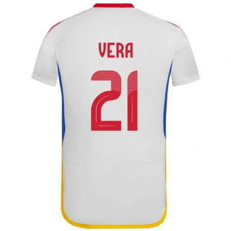 Kandiny Bambino Maglia Venezuela Andry Vera #21 Bianco Kit Gara Away 24-26 Maglietta