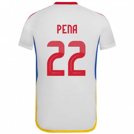 Kandiny Bambino Maglia Venezuela Lewuis Peña #22 Bianco Kit Gara Away 24-26 Maglietta