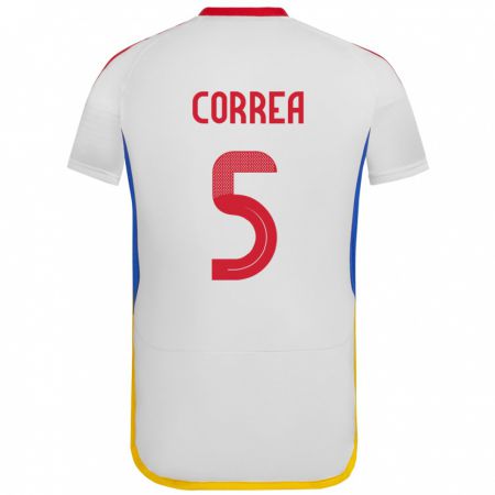 Kandiny Bambino Maglia Venezuela José Correa #5 Bianco Kit Gara Away 24-26 Maglietta