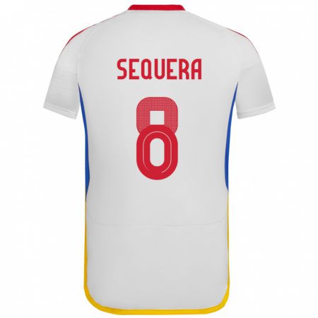 Kandiny Bambino Maglia Venezuela Giovanny Sequera #8 Bianco Kit Gara Away 24-26 Maglietta