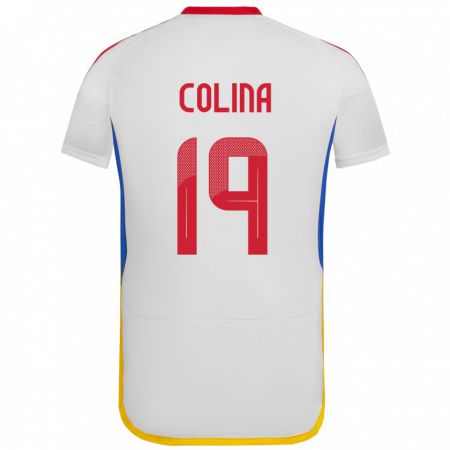 Kandiny Bambino Maglia Venezuela Junior Colina #19 Bianco Kit Gara Away 24-26 Maglietta