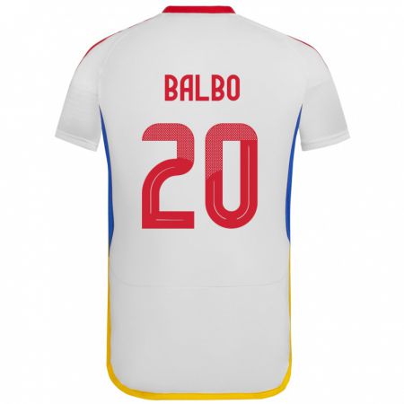 Kandiny Bambino Maglia Venezuela Luis Balbo #20 Bianco Kit Gara Away 24-26 Maglietta