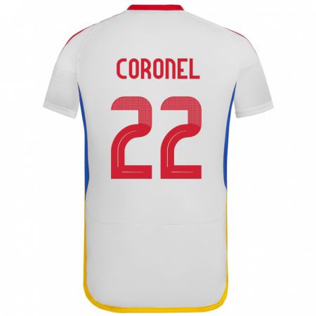 Kandiny Bambino Maglia Venezuela Nohelis Coronel #22 Bianco Kit Gara Away 24-26 Maglietta