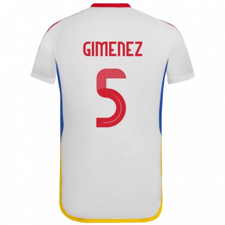 Kandiny Bambino Maglia Venezuela Yenifer Giménez #5 Bianco Kit Gara Away 24-26 Maglietta