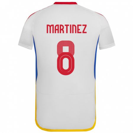 Kandiny Bambino Maglia Venezuela Bárbara Martínez #8 Bianco Kit Gara Away 24-26 Maglietta