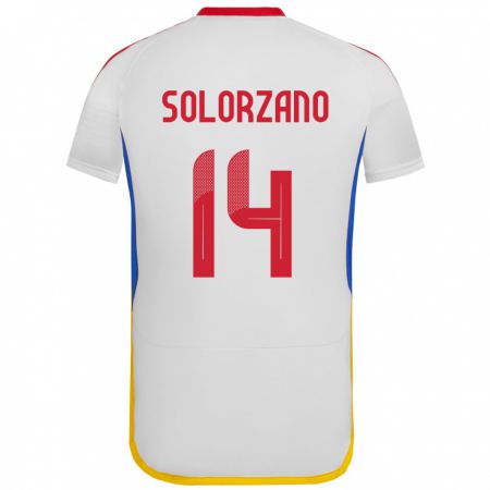 Kandiny Bambino Maglia Venezuela Fabiola Solórzano #14 Bianco Kit Gara Away 24-26 Maglietta