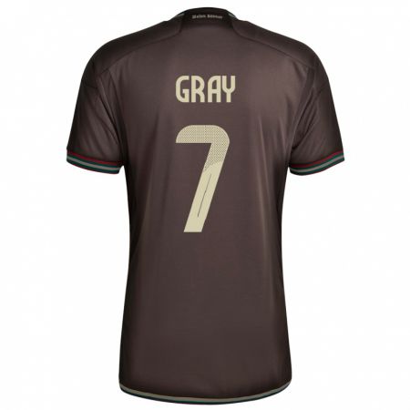 Kandiny Bambino Maglia Giamaica Demarai Gray #7 Marrone Notte Kit Gara Away 24-26 Maglietta