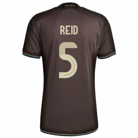 Kandiny Bambino Maglia Giamaica Adrian Reid #5 Marrone Notte Kit Gara Away 24-26 Maglietta