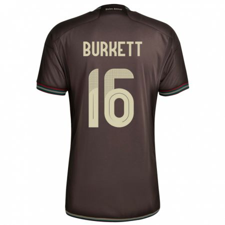 Kandiny Bambino Maglia Giamaica Brian Burkett #16 Marrone Notte Kit Gara Away 24-26 Maglietta