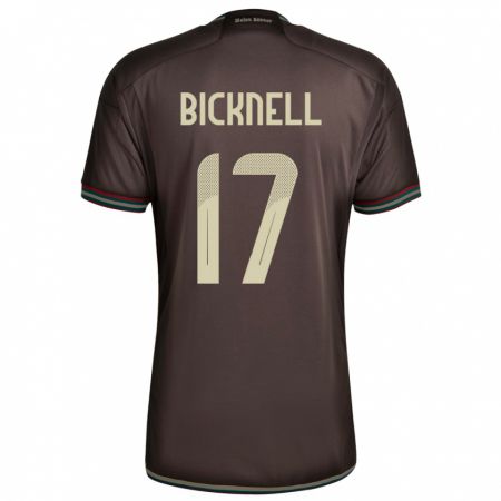 Kandiny Bambino Maglia Giamaica Alexander Bicknell #17 Marrone Notte Kit Gara Away 24-26 Maglietta