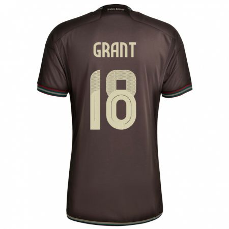 Kandiny Bambino Maglia Giamaica George Grant #18 Marrone Notte Kit Gara Away 24-26 Maglietta